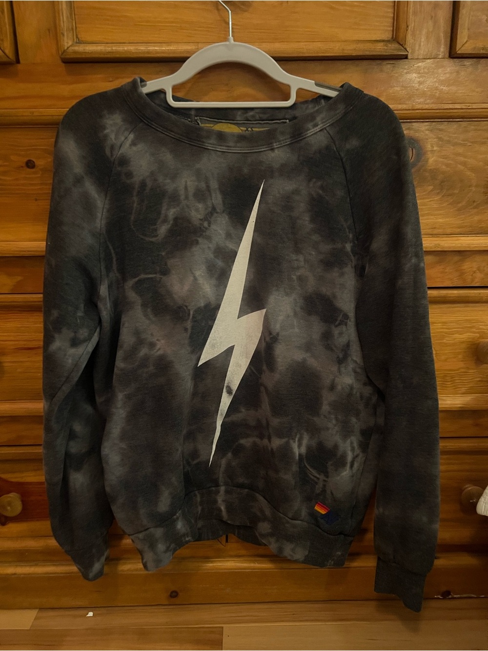 Aviator Nation  Black Tie-Dye Lightning Bolt Sweatshirt